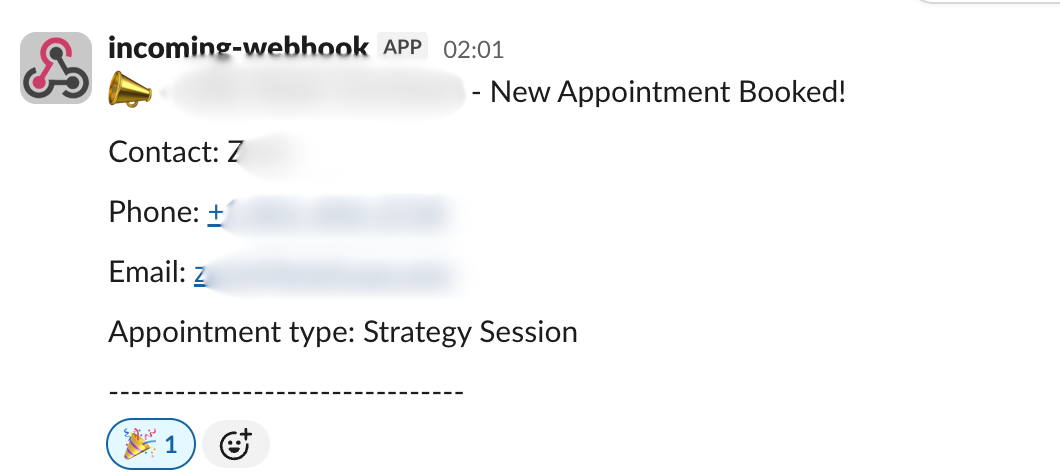 Call booked notification