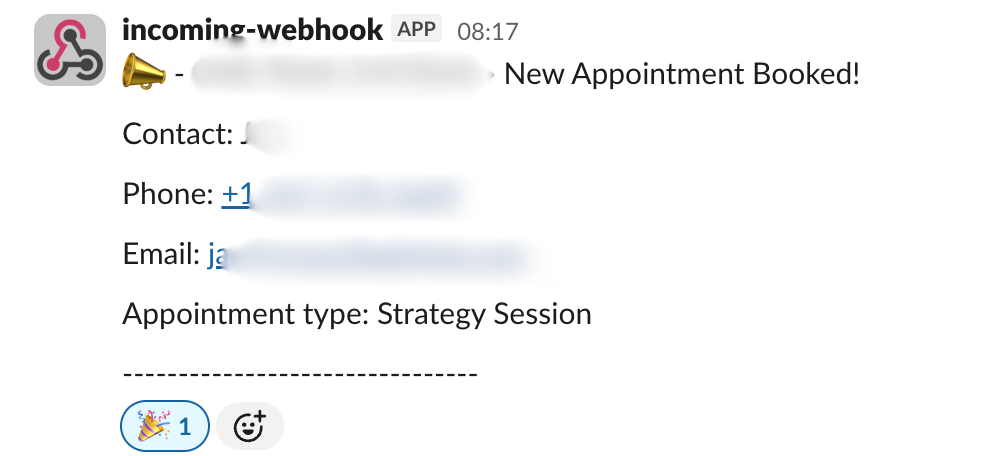 Call booked notification