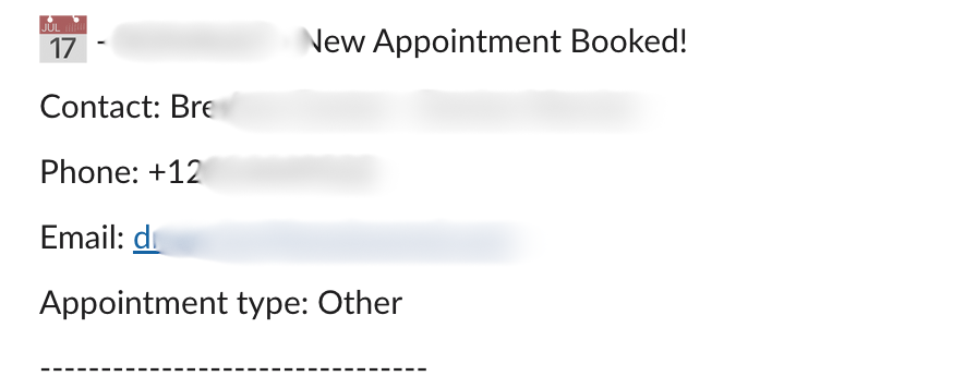 Call booked notification