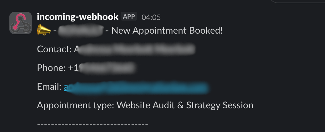 Call booked notification
