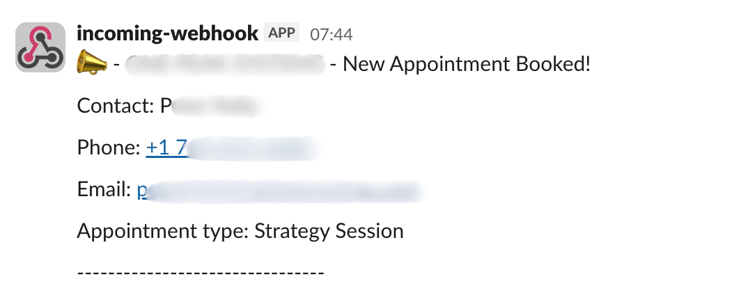 Call booked notification