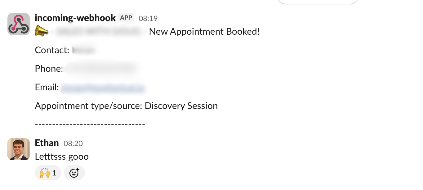 Call booked notification